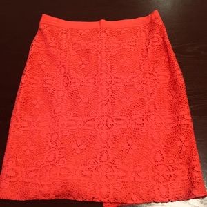 Coral Lace Pencil Skirt